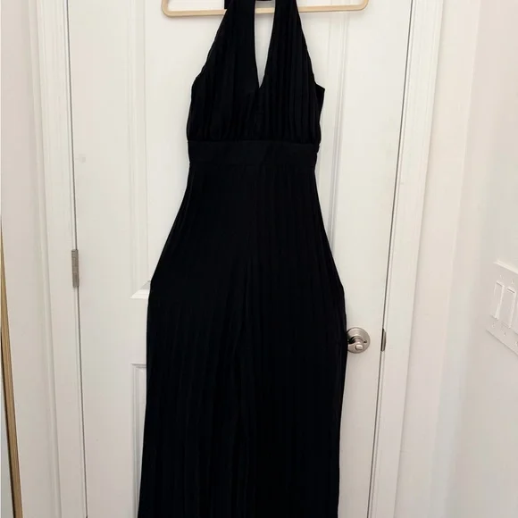 Black Halter Wide-Leg Jumpsuit - Picture 2 of 5